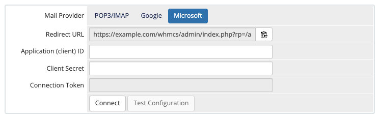 Configuring Microsoft in for Mail Importing